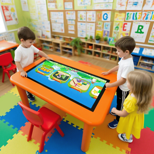 Kids Interactive Smart Touch LED Tube Coffee Game Table 32/43/55 Inch Waterproof IP65 Rated Customizable Lifting Lowering