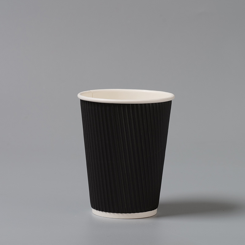 Wholesale Custom Food Grade Disposable Black 8oz/12oz/16oz/20oz Takeaway Milk Coffee Paper Cup with Lid
