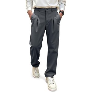 Pantalon plissé pour homme FOXA, taille élastique, coupe large, décontracté, anti-plis, en polyester et coton - Product Image 1