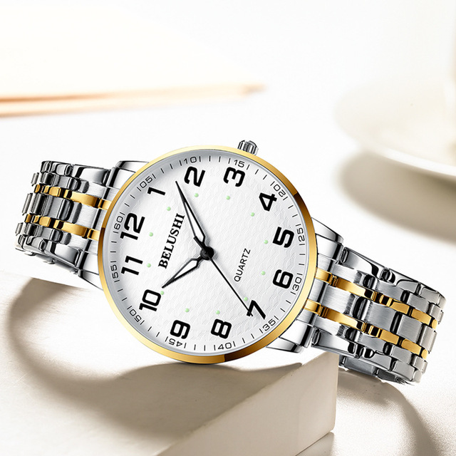 BELUSHI Watches Men Stainless Steel Bracelet Quartz Watch Man Sport Waterproof Business Reloj Couple Wristwatches Lover's Gift