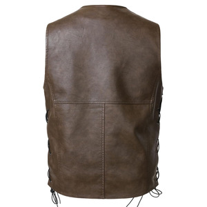 Chaleco de Cuero Personalizado para Hombre, Informal, de Invierno, 100% Cuero de Alta Calidad, Transpirable, de Secado Rápido, con Cuello Alto y Bolsillos - Product Image 3