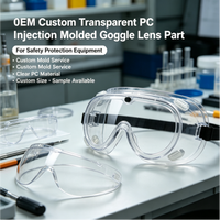 Pièce de lentille de lunettes en PC transparent moulée par injection sur mesure pour équipement de protection, service de moulage personnalisé
