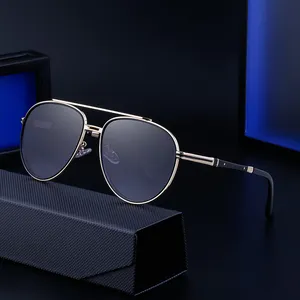 Partagas Wholesale Vintage Designer Custom Logo Aviation Metal Frame Double Bridge UV400 Shades Sun Glasses Sunglasses for Men
