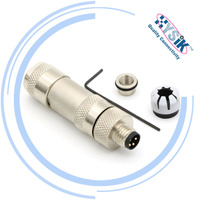 Conector de Ensamblaje en Campo IP67 M8 de 4 Pines, Completamente Metálico, Impermeable y Blindado, Conectores Rectos para Servomotor