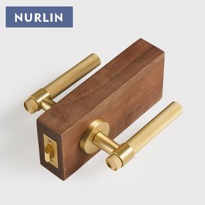 Manija de puerta cruzada moleteada de latón Nurlin, cerradura de mortaja Interior de privacidad, Juego de palanca de puerta de giro de pulgar simulado, latón antiguo mate - Product Image 3