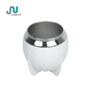 Vaso de acero inoxidable de grado alimenticio 304 de doble pared, taza de café envuelta en cuero, té, Yerba <span class=keywords><strong>Mate</strong></span> con pajita Bombilla - Product Image 3