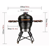 Barbecue Kamado en céramique de couleur noire de l'usine KIMSTONE, série Kimber, Kamado 24 pouces, barbecue en briques pour jardin