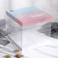 Boîte à gâteau pour boulangerie 4/6/8/10 pouces Boîte à gâteau carrée transparente Biodégradable Emballage en plastique PET de luxe Contenant à gâteau transparent