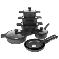 Ensemble de casseroles Smartpan en aluminium moulé sous pression moderne, antiadhésif, base à induction, 6 pièces, ustensiles de cuisine écologiques avec verre trempé