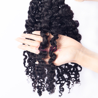 Rambut Manusia Asli 100% Berkualitas Tinggi, Model Crochet Kinky Curly dengan Ujung Bulu untuk Ekstensi Rambut, Laris Manis