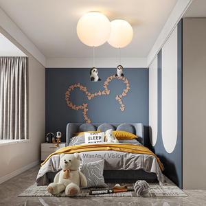 Modern Minimalist Panda Balloon Pendant <b>Light</b> Creative Children's Room Cartoon Ceiling <b>Light</b> for Hallway/Entrance Lighting - Product Image 2