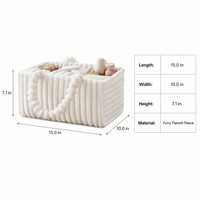Keranjang Popok Bayi Modern Putih Persegi Panjang 3 Kompartemen dengan Pegangan Pompom, Organizer Perlengkapan Bayi