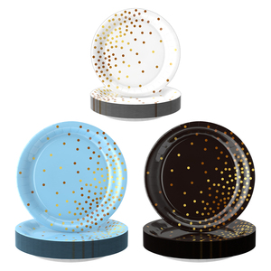 Platinum 7-inch Tinsel Polka Dot Disposable Dessert <b>Party</b> Plate for Birthday Wedding and Holiday <b>Parties</b> - Product Image 4