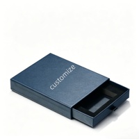Boîte cadeau personnalisée réutilisable écologique bleu marine mat de style tiroir avec doublure en éponge pour bijoux et petits appareils électroniques