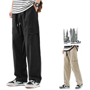 Pantalon cargo droit ample et court pour homme, en laine légère, style urbain, nouvelle tendance printemps-automne - Product Image 5