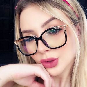 แว่นตาคอมพิวเตอร์ทรงเหลี่ยมแบบแคทอาย รุ่นเรโทร TR90 แฟชั่นปี 2021 ป้องกันแสงสีฟ้าสำหรับผู้หญิง - Product Image 2