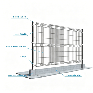 Clôture en panneaux 3D de style européen avec base en béton 1,5m+20cm, système modulaire, panneaux avec <span class=keywords><strong>gravier</strong></span> de béton, maille courbée RAL7016 - Product Image 2