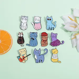 Creative Cartoon Enamel Pin Cute Cat Small Animal Funny Style Bag Clothing Accessories Badge