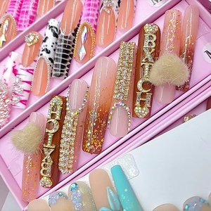 Vente en gros, ongles artificiels en acrylique, XXXL, ensembles de cils à pression, styliste, fait à la main, presse sur les ongles, boîte d'emballage - Product Image 1