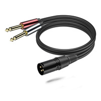 Câble répartiteur audio en Y 3 broches XLR mâle vers double jack TS 6,35 mm (1/4 pouce) pour mixeur, amplificateur, guitare, haut-parleur