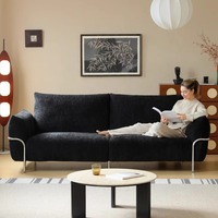 Bauhaus 2025 Ensemble de canapé sectionnel simple rétro antique tissu chenille noir pour petits appartements remplis d'éponge