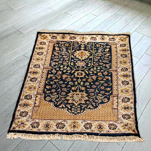 Zynah Handmade Persian <b>Prayer</b> Rug Pure Silk Rectangle Floral Design Medium Pile Living Room Use - Product Image 1