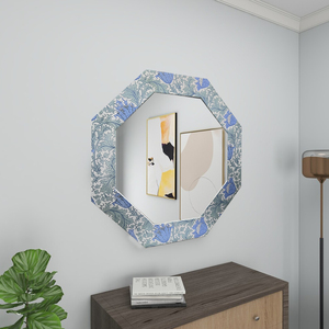 יוקרה מודרנית מותאמת אישית הדפסה מראה מתומן שיש שחור עיצוב הקלה מסגרת עץ קיר יוקרה - Product Image 5