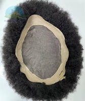 Prothèse capillaire masculine durable, postiches afro de 4 mm, perruque pour homme, cheveux indiens, nœuds blanchis, soudés fins, mono toupet 7 x 7 pour hommes