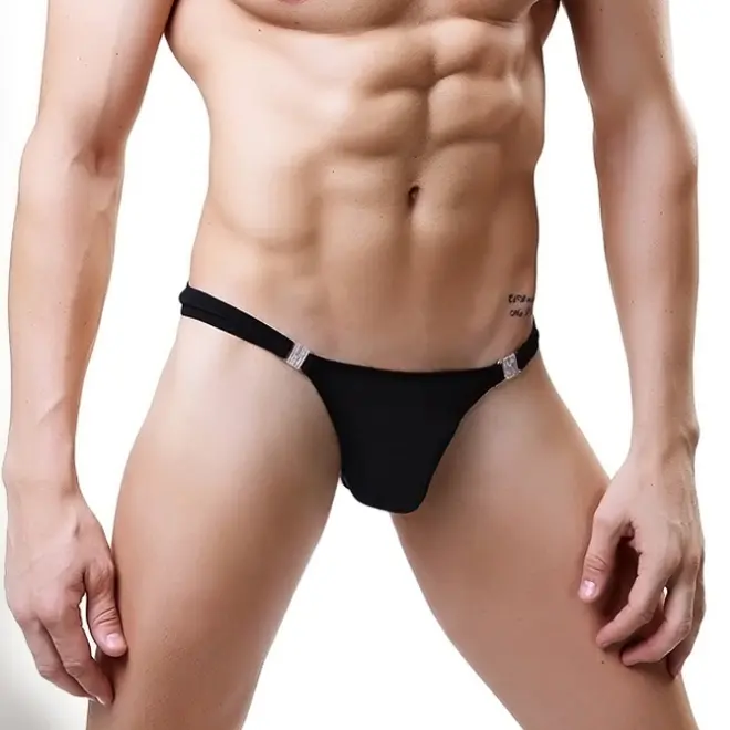 Tanga transparente para hombre, ropa interior Sexy con parte trasera en t