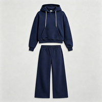 Ensemble de vêtements de sport et streetwear en coton pour hommes et femmes, logo personnalisable, respirant, couleur unie, sweat à capuche, coupe droite, ample, jambes larges