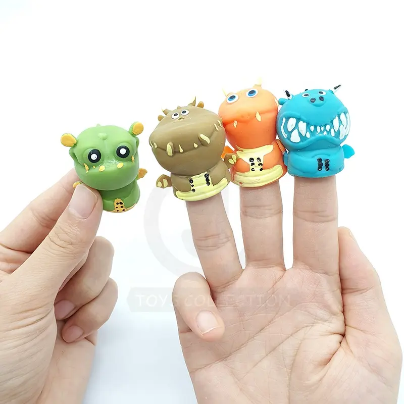 Novelty Funny Soft TPR Animal Doll Figure Kids Favor Party Capsule Toy Stretchy Squishy Finger Dinosaur Puppet Tricky Toy