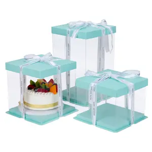 ケーキ用品ホットセールファッション新スタイルケーキデコレーションパーティーベーキングパッケージ誕生日様々な色透明ケーキボックス