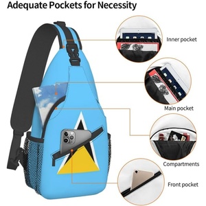 Bolso cruzado con bandera de Santa Lucía, mochila de gran capacidad, mochila de viaje para senderismo, bolso bandolera para hombres y mujeres, regalo personalizado - Product Image 3
