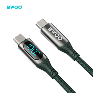 Bwoo mới nhất loại C để Loại C Cáp USB nylon bện hiển thị kỹ thuật số PD 100W USB C sạc cáp - Product Image 1