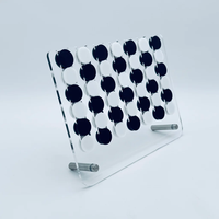 Jeu de 4 en ligne en acrylique Lucite, poli, de luxe, moderne, personnalisable, pré-assemblé, avec présentoir de stratégie Connect 4