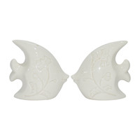 Statue de poisson en céramique blanche bougeoir maison ornement évider conception autres styles de lanternes et bocaux à bougies