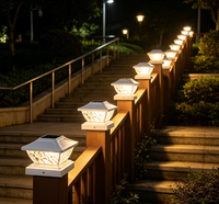 Lampe solaire LED à capteur de mouvement pour poteau, 2 couleurs, pour portail, marche, escalier, clôture, jardin, parc, allée, piliers - Meilleure vente