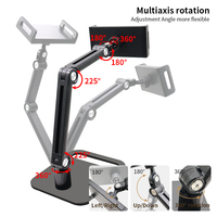 Vente en gros 360 °   Support de téléphone et tablette en aluminium, portable, flexible, multi-articulations, support de bureau avec base lestée, moule exclusif