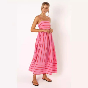 Robe de soirée rayée sans bretelles et dos nu, style évasé et rafraîchissant, collection Printemps-Été 2026 - Product Image 5