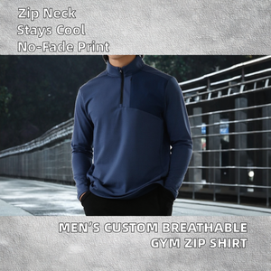 Custom Printed Autumn Breathable Jogging Gym <b>Shirt</b> Men Workout 1/4 Zipper Fleece Sports <b>Shirts</b> - Product Image 2