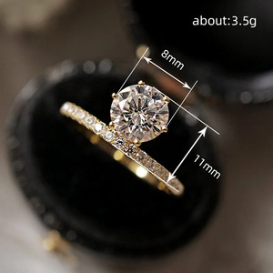 Anello a Corona con Sei Punte Stile Moissanite per Donne, Elegante Gioiello Geometrico alla Moda - Product Image 4