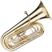 Tuba 4 Katup Bb, Bodi Kuningan Lapis Emas, 4 Piston, Dapat Dilipat, untuk Band Sekolah, Profesional, Grosir, OEM