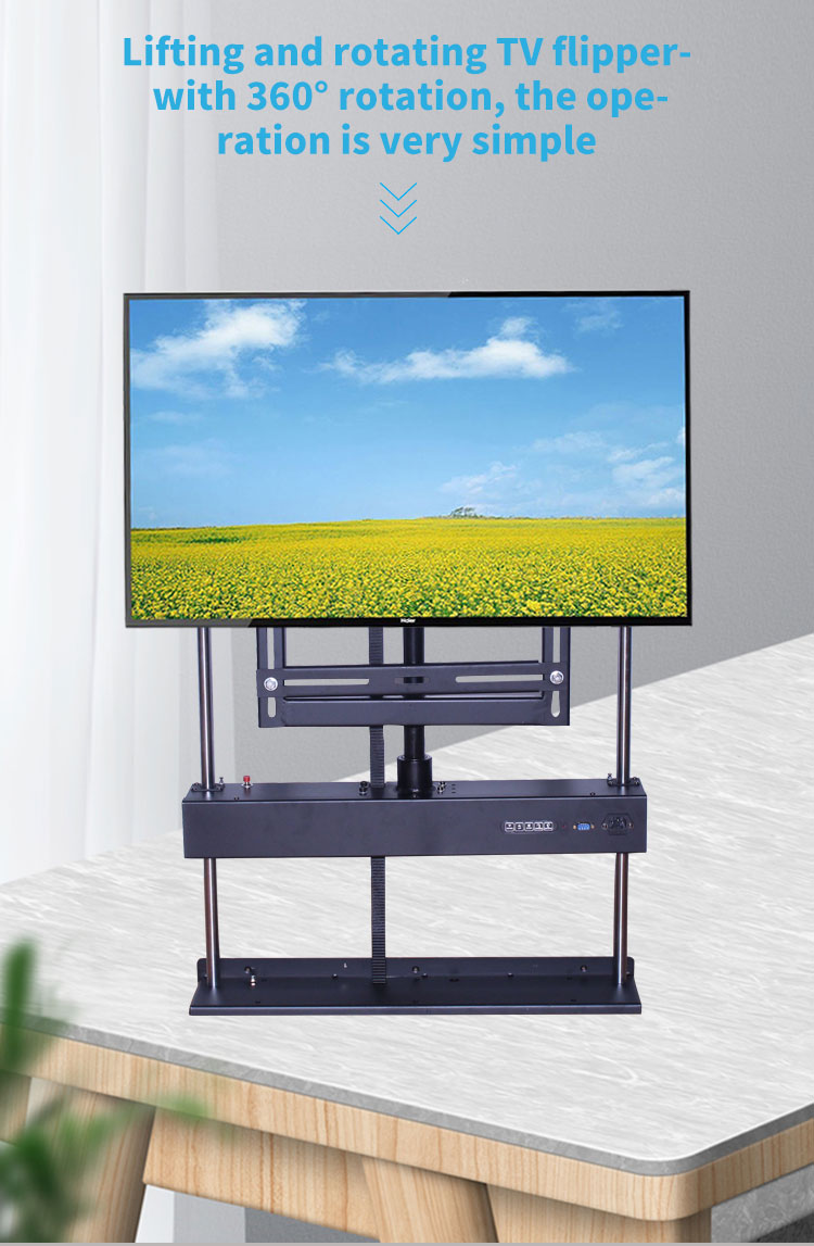 Factory Remote control Height Adjustable motorized 360 degree rotation Swivel cabinet TV stand TV mount for Home office hotel