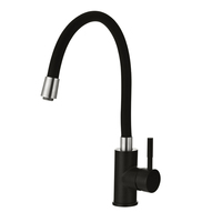 Robinet mitigeur d'évier de cuisine SUS 304 corps en acier inoxydable Tube en caoutchouc noir 360 degrés coude pivotant Type-ZY-K203LB latéral Flexible