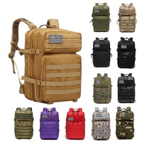 Mochila Táctica Oxford de Alta Calidad 45L con Bolsa Molle, Mochila de Asalto para Camping y Senderismo, Transpirable, Duradera y con Cremallera