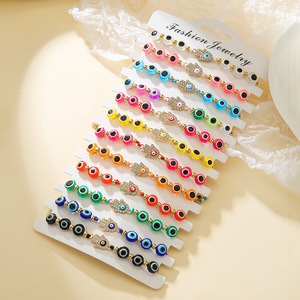 Colorful Woven <b>Bracelet</b> Set Alloy Rhinestone Palm Evil Eye Design Unisex Fashion <b>Beaded</b> <b>Bracelets</b> - Product Image 2