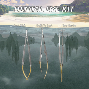 סט כלים כירורגיים מנירוסטה, הכולל מספריים מיקרו ידניות, מחזיק מחטים ישר, מלקחיים TC, ערכת מכשירים דנטליים/עיניים, תקן CE - Product Image 2