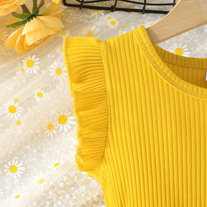 Vestido para Niñas de 4 a 7 Años, Algodón/Poliéster, Ropa Infantil, Encaje, Sin Mangas, Formal, Verde, Princesa - Product Image 3