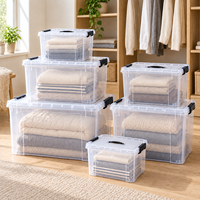 Boîtes de rangement en PP transparent avec couvercles, empilables, pour chambre à coucher, placard, vêtements, couvertures