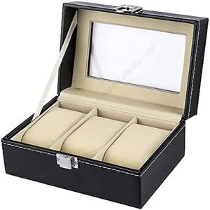 Boîte de rangement pour montres à 2/3/6 emplacements avec vitrine en verre et coussinets de présentation – Vente en gros à chaud - Product Image 5